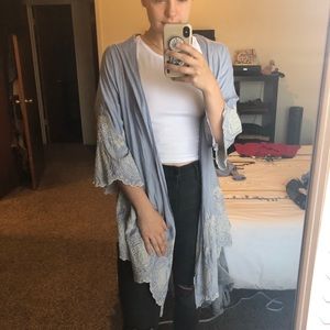 Blue Eyelet Detail Shall